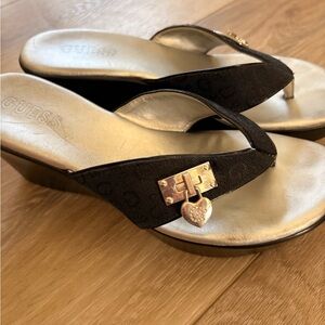 Guess Black and Silver Wedge Shoes